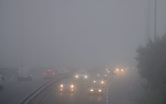 Dated: 25/09/2013 FOG DESCENDS ON TYNESIDE .. Commuters on their way into Newcastle City centre along the A1058 Coast rd which is the main arterial route into the city centre drivers were met with dense fog which blanketed Tyneside today. See story by North News